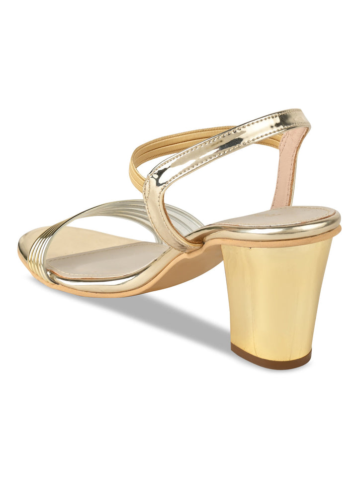 Rocia By Regal Gold Women Vinyl Block Heel Sandal