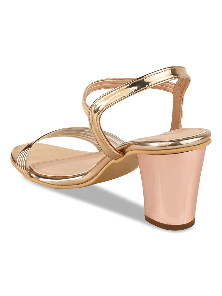 Rocia By Regal Rose Gold Women Vinyl Block Heel Sandal
