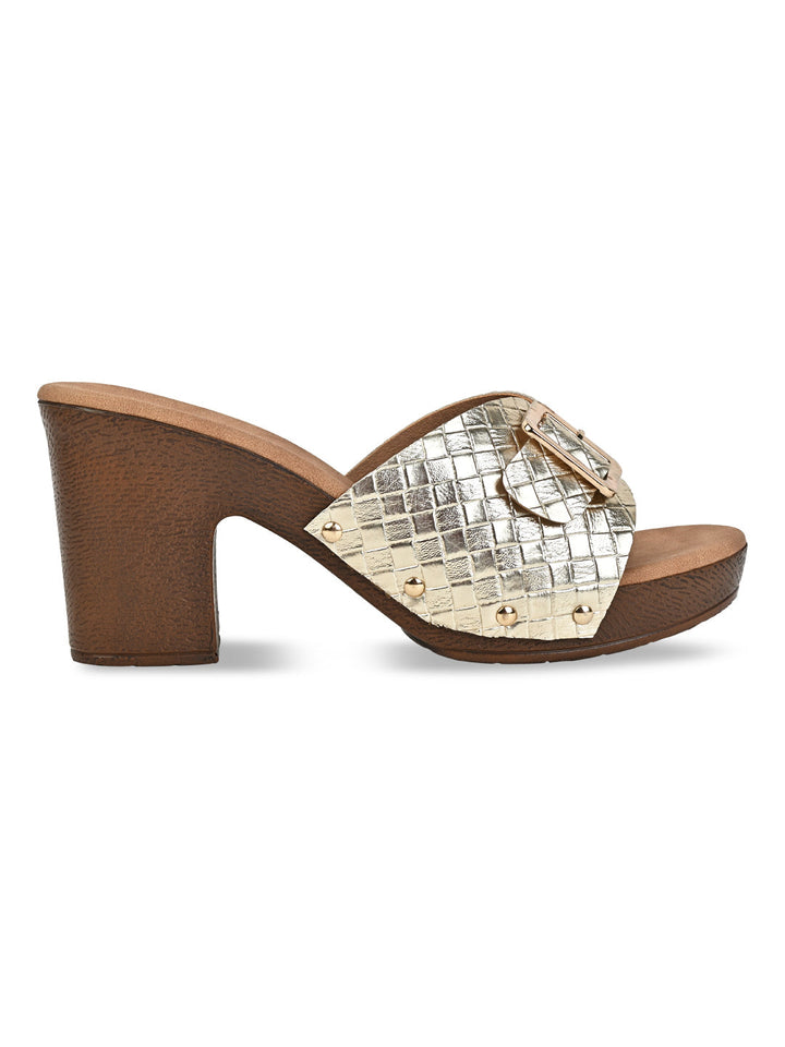 Rocia By Regal Gold Women Casual Chatai Block Heel