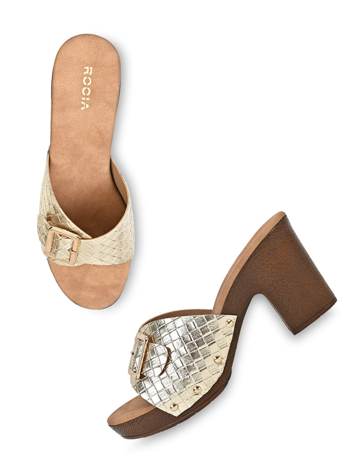 Rocia By Regal Gold Women Casual Chatai Block Heel