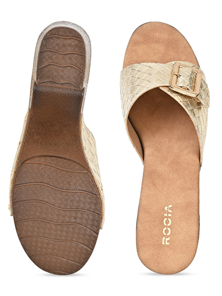 Rocia By Regal Gold Women Casual Chatai Block Heel