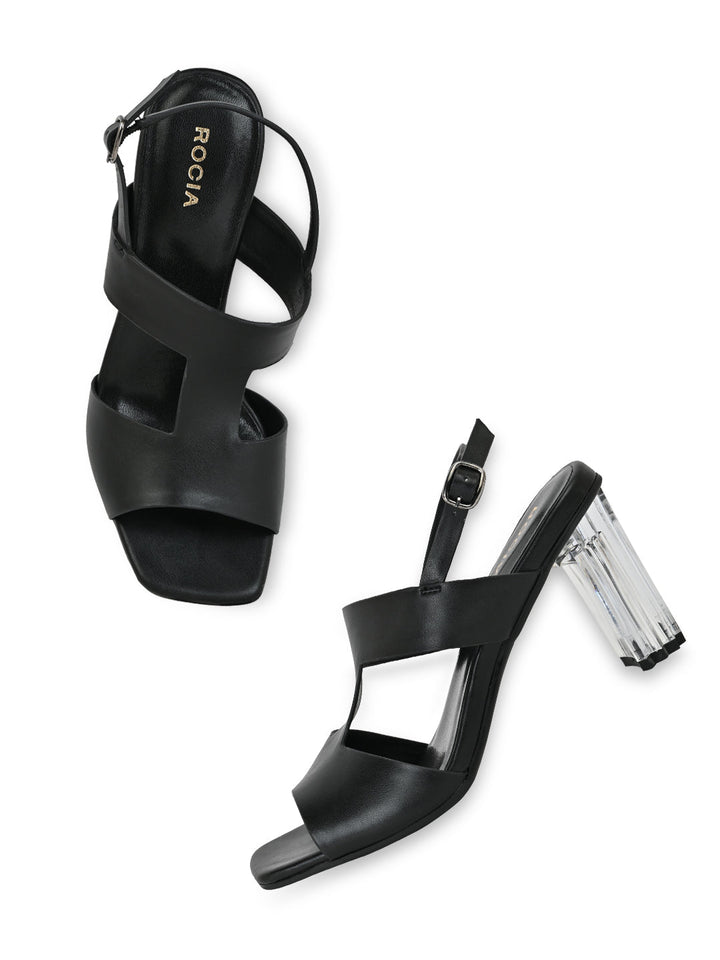 Rocia By Regal Black Women Acrylic High Heel Sandals