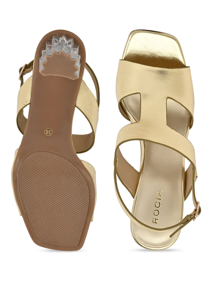 Rocia By Regal Gold Women Acrylic High Heel Sandals