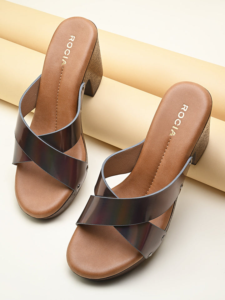 Rocia By Regal Gun Metal Women Casual Block Heel Sandals