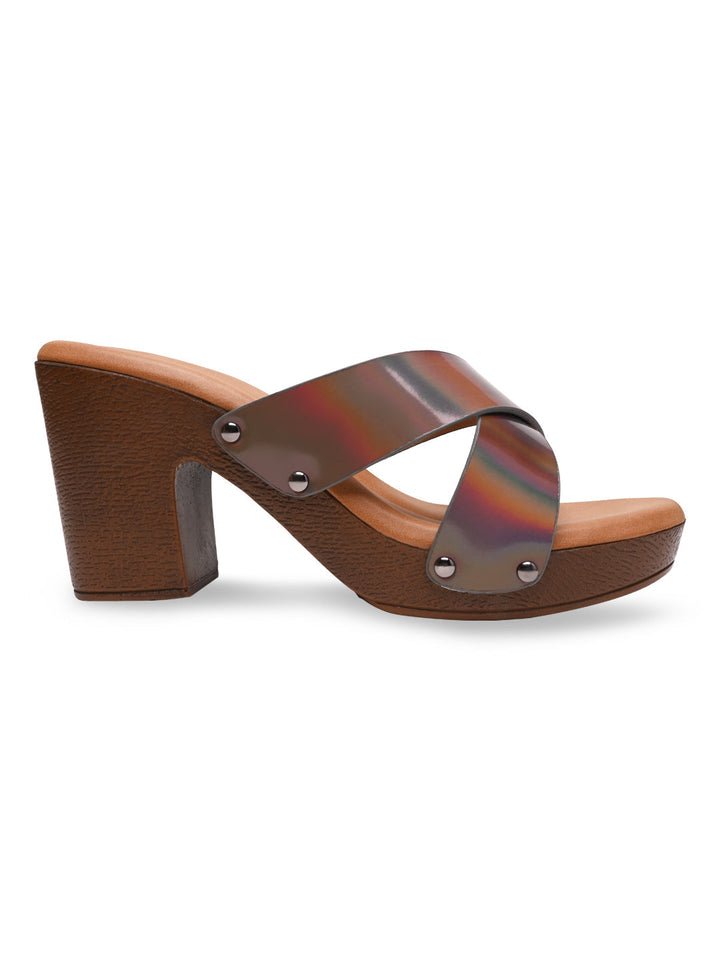 Rocia By Regal Gun Metal Women Casual Block Heel Sandals