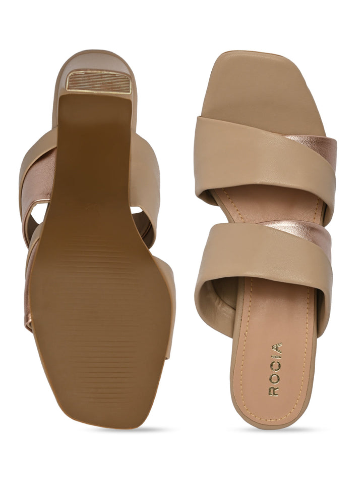 Rocia By Regal Beige Women High Block Heel Sandals