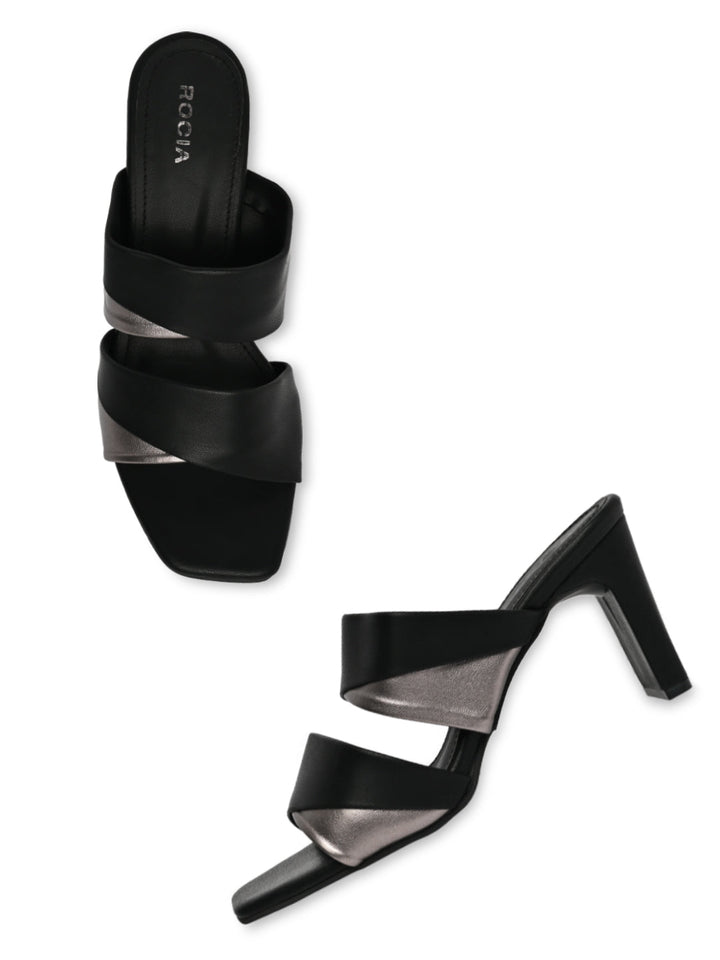 Rocia By Regal Black Women High Block Heel Sandals
