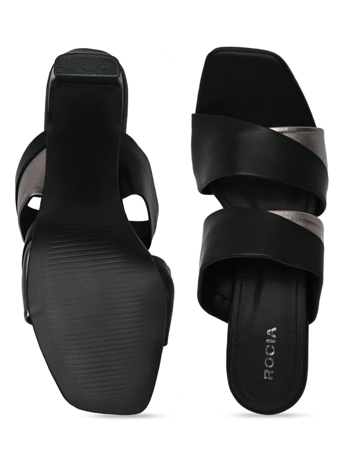 Rocia By Regal Black Women High Block Heel Sandals