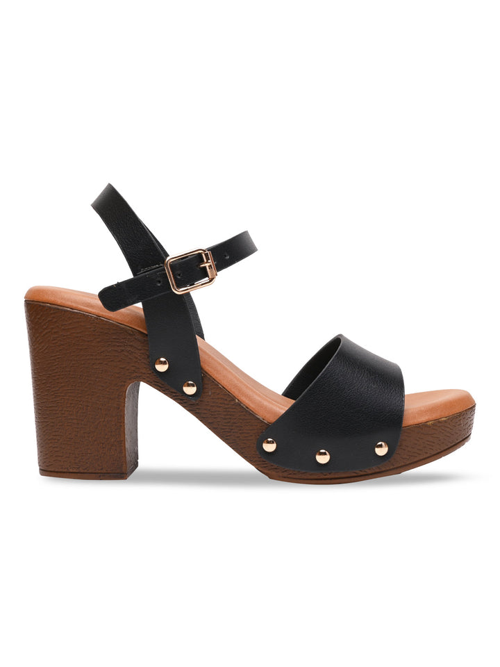 Rocia By Regal Black Women Casual Block Heel Sandals