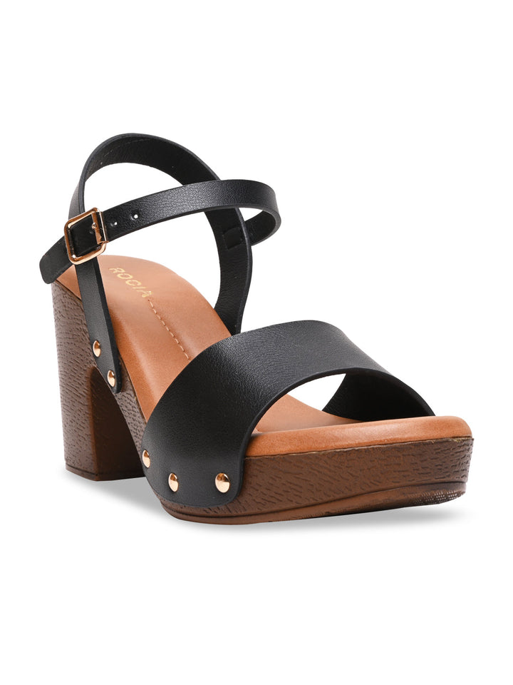 Rocia By Regal Black Women Casual Block Heel Sandals