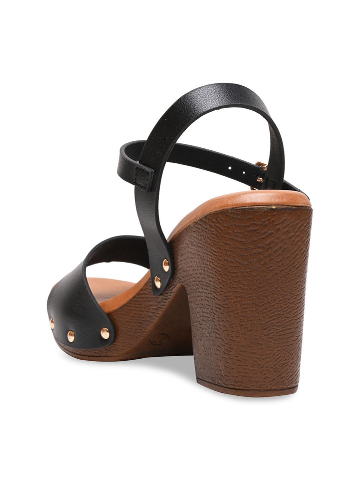 Rocia By Regal Black Women Casual Block Heel Sandals