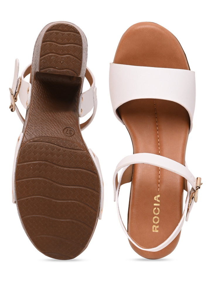 Rocia By Regal White Women Casual Block Heel Sandals