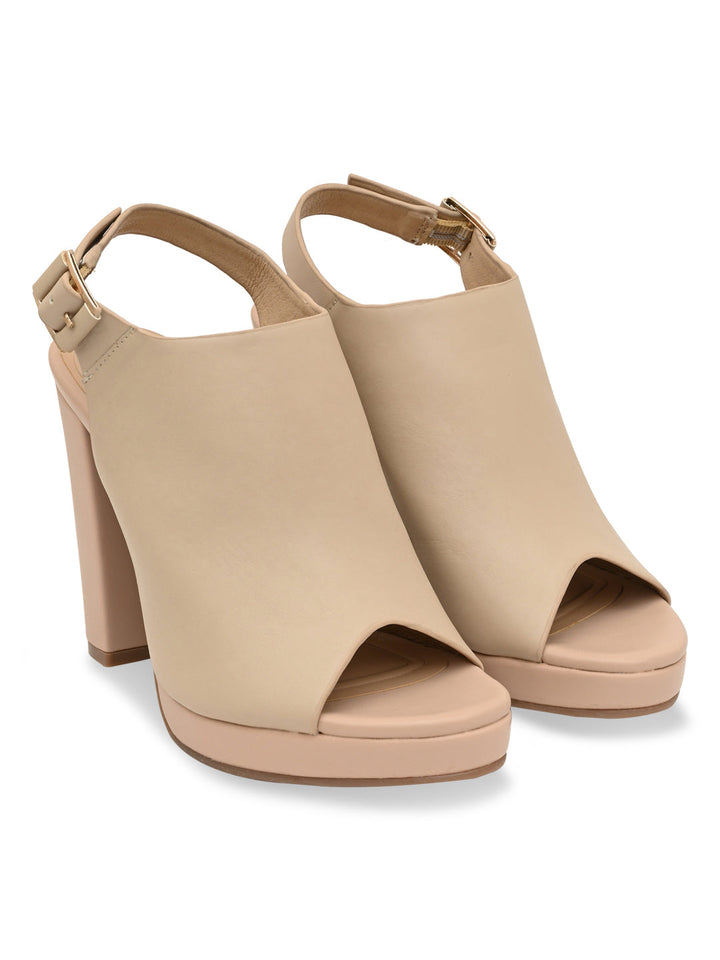 Rocia By Regal Beige Women High Block Heel Booties