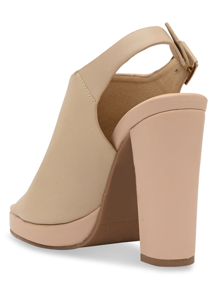 Rocia By Regal Beige Women High Block Heel Booties