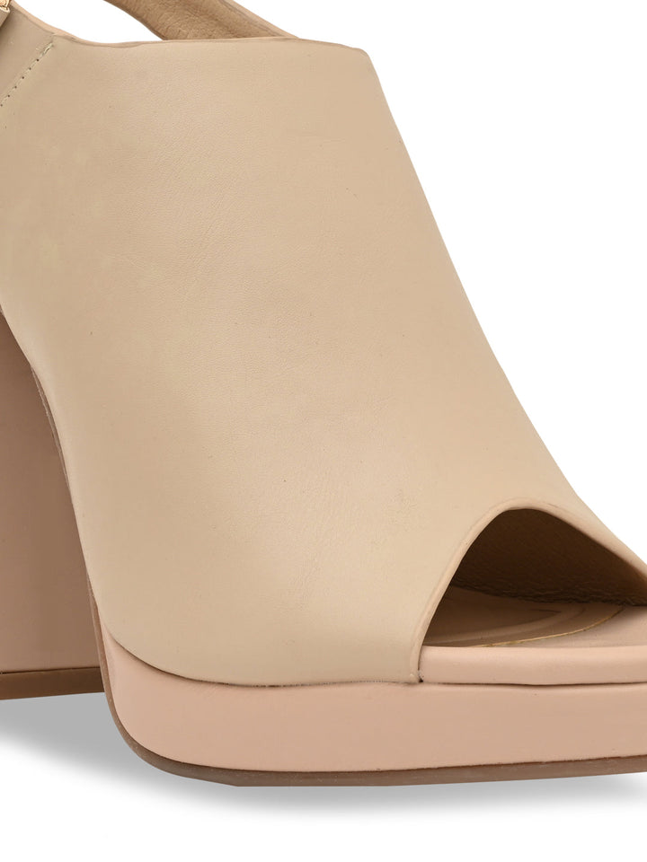 Rocia By Regal Beige Women High Block Heel Booties