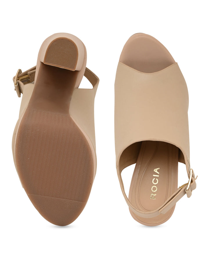 Rocia By Regal Beige Women High Block Heel Booties