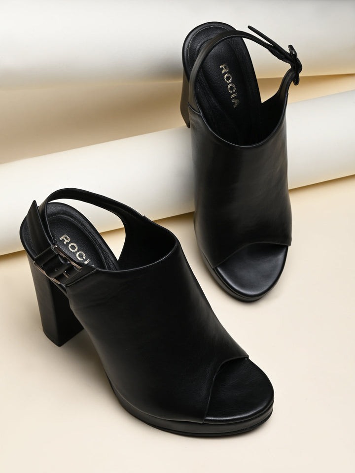 Rocia By Regal Black Women High Block Heel Booties