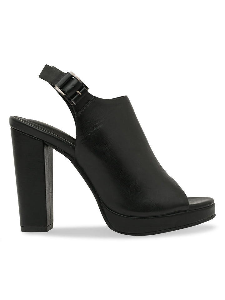 Rocia By Regal Black Women High Block Heel Booties