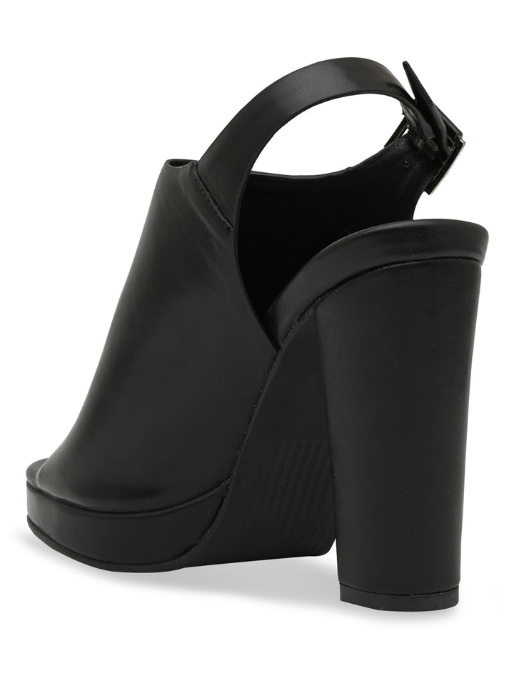 Rocia By Regal Black Women High Block Heel Booties