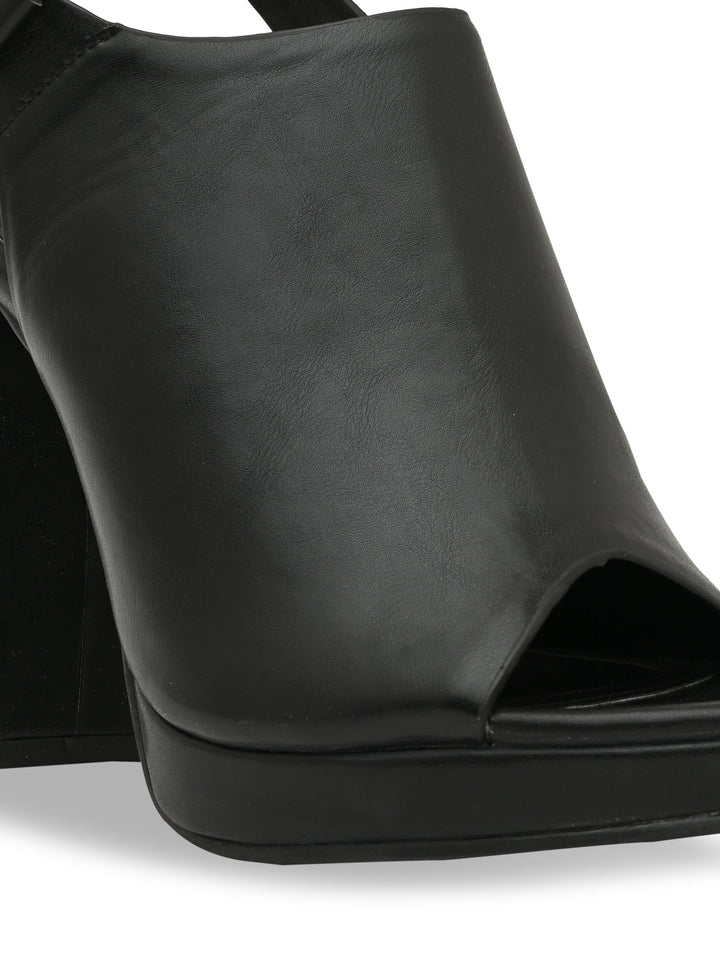 Rocia By Regal Black Women High Block Heel Booties