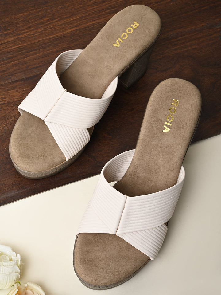 Rocia By Regal Beige Women High Block Heel Sandals