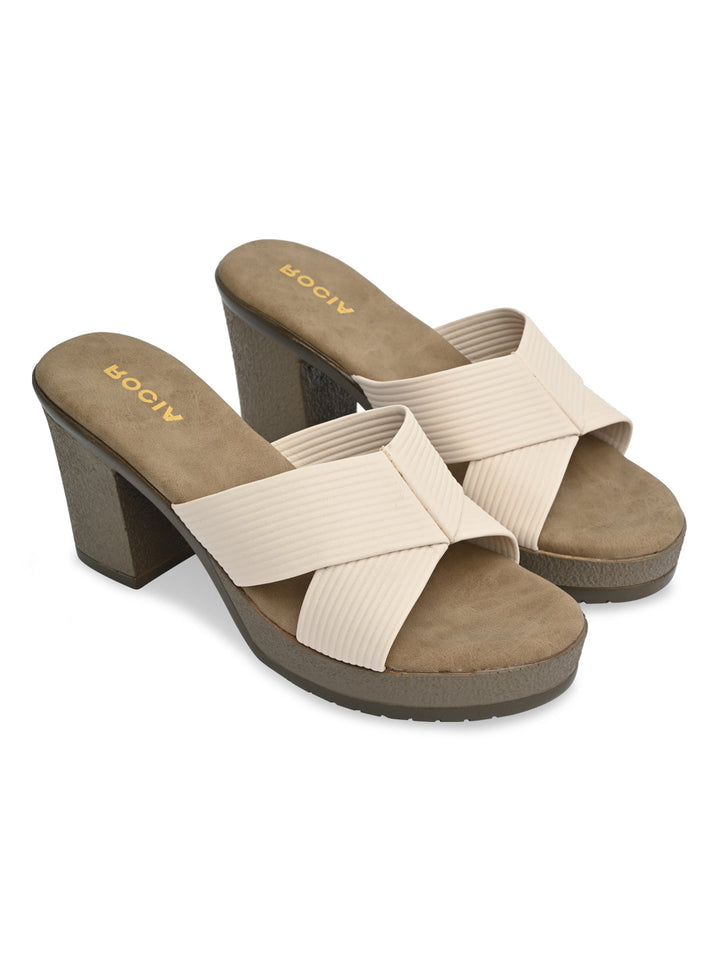 Rocia By Regal Beige Women High Block Heel Sandals