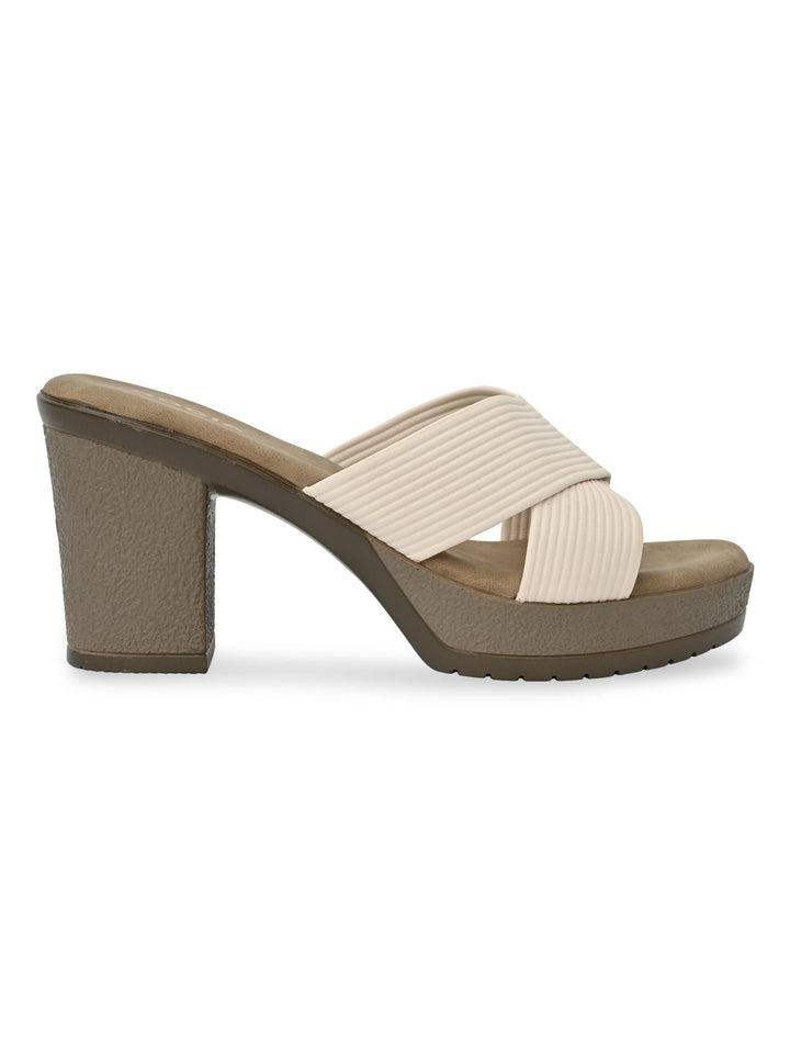 Rocia By Regal Beige Women High Block Heel Sandals