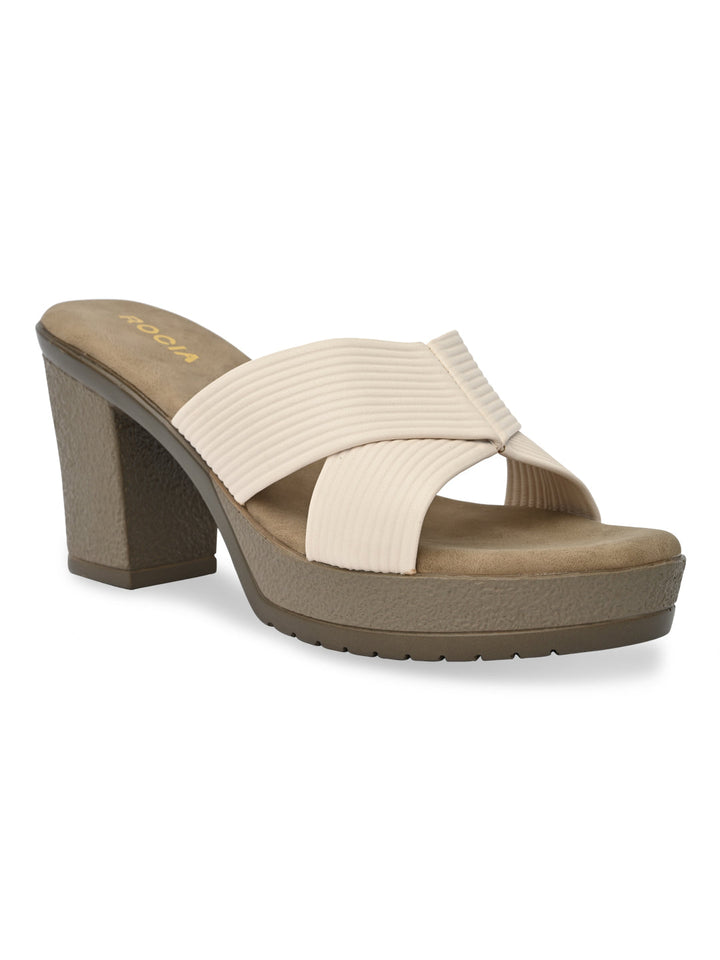 Rocia By Regal Beige Women High Block Heel Sandals