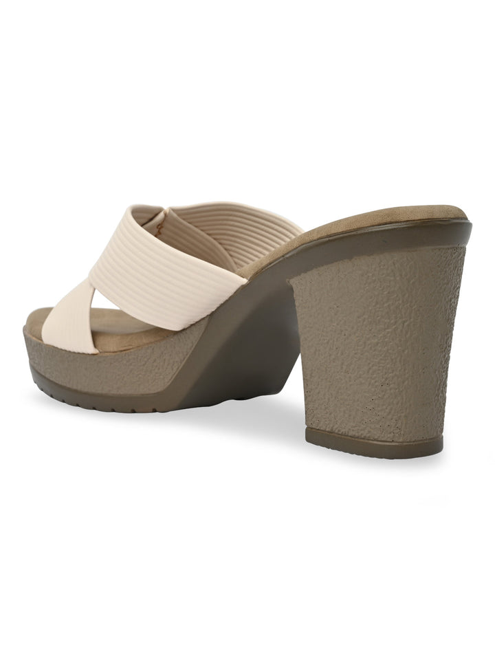 Rocia By Regal Beige Women High Block Heel Sandals