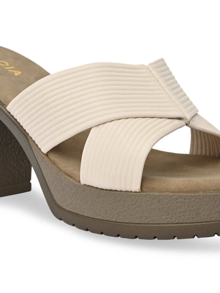 Rocia By Regal Beige Women High Block Heel Sandals