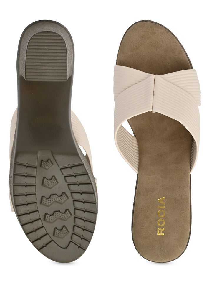 Rocia By Regal Beige Women High Block Heel Sandals