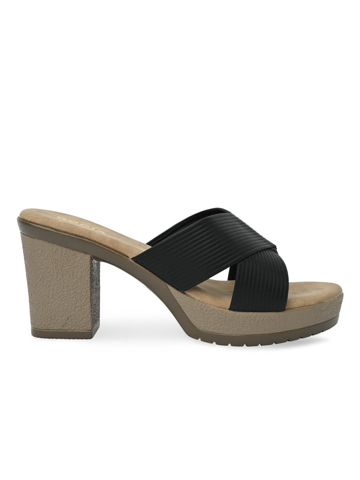 Rocia By Regal Black Women High Block Heel Sandals