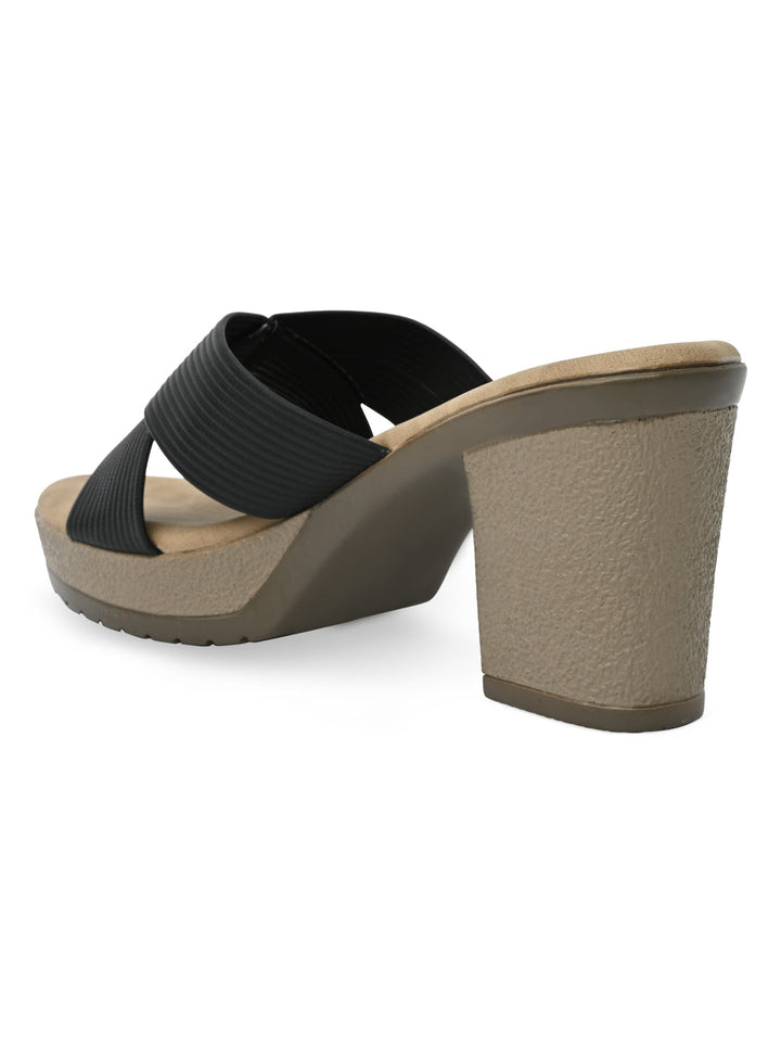 Rocia By Regal Black Women High Block Heel Sandals