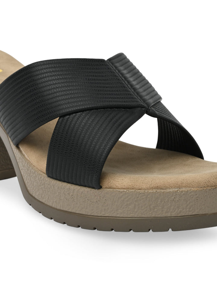 Rocia By Regal Black Women High Block Heel Sandals