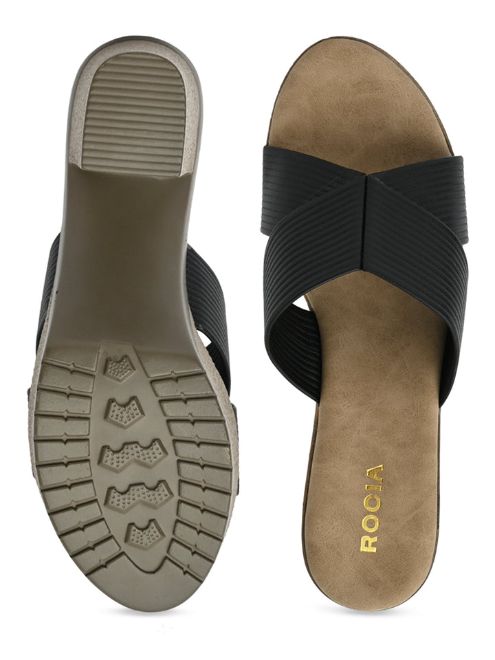 Rocia By Regal Black Women High Block Heel Sandals