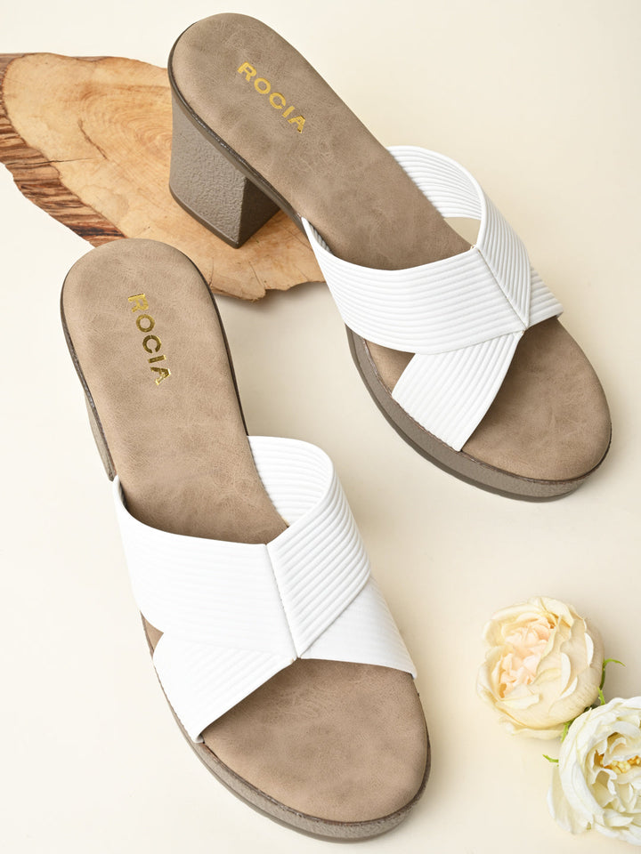 Rocia By Regal White Women High Block Heel Sandals