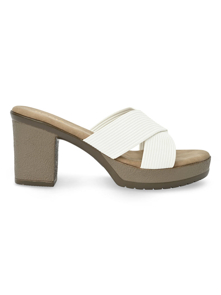Rocia By Regal White Women High Block Heel Sandals