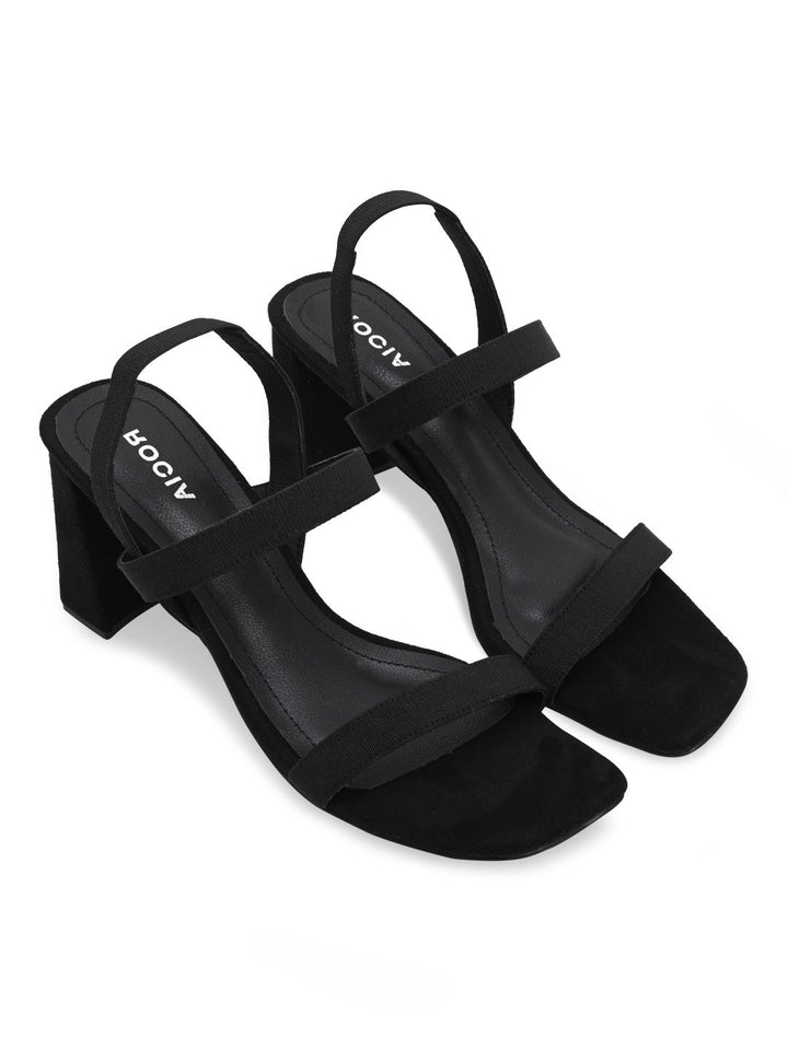 Rocia By Regal Black Women Casual Strappy High Block Heel Sandals