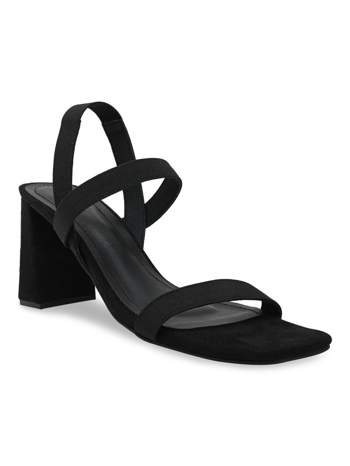 Rocia By Regal Black Women Casual Strappy High Block Heel Sandals