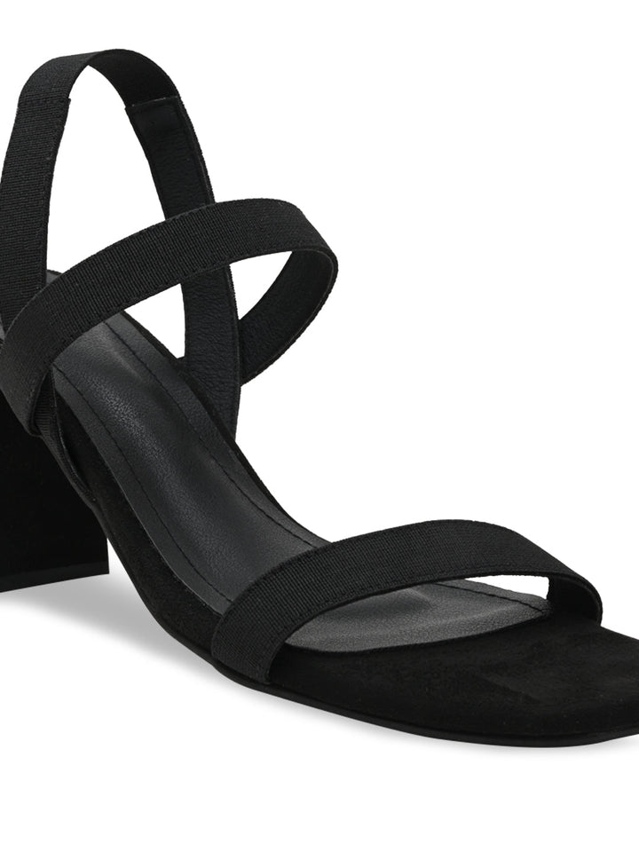 Rocia By Regal Black Women Casual Strappy High Block Heel Sandals