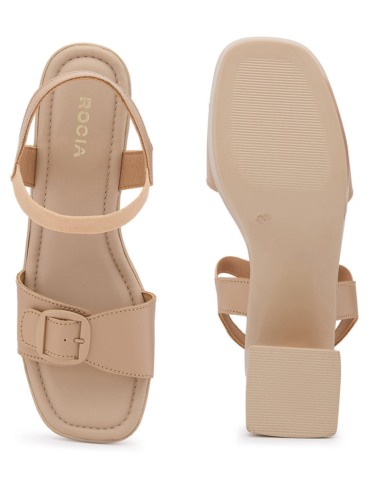 Rocia By Regal Beige Women Casual Block Heel Sandals