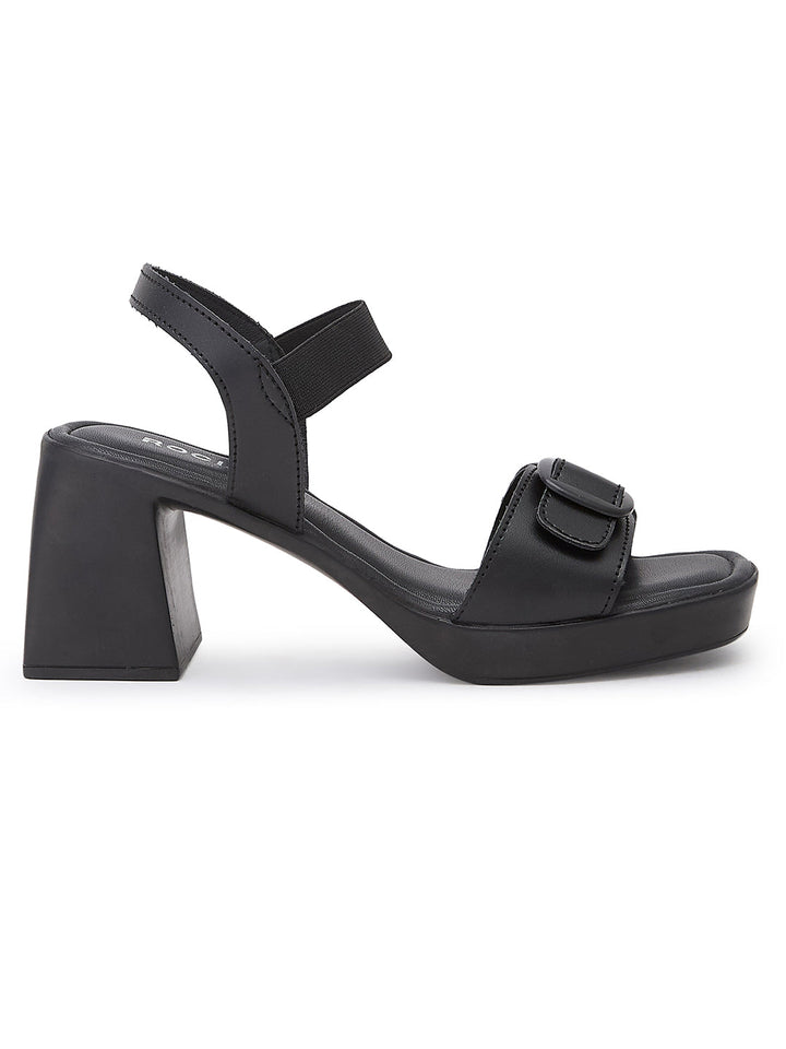 Rocia By Regal Black Women Casual Block Heel Sandals
