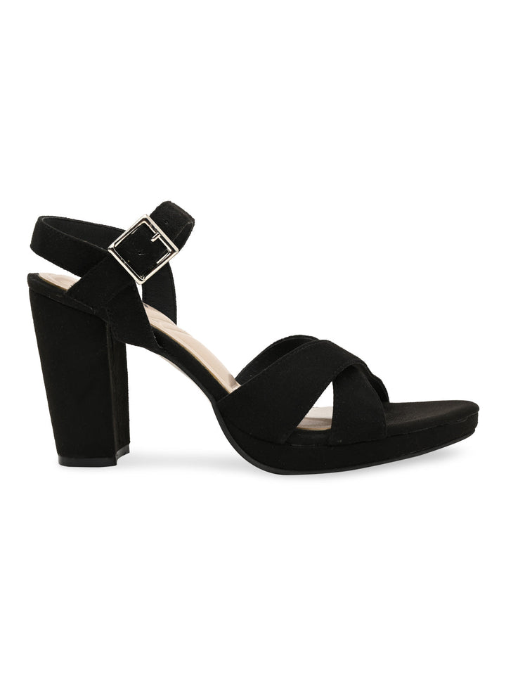 Rocia By Regal Black Women High Block Heel Sandals