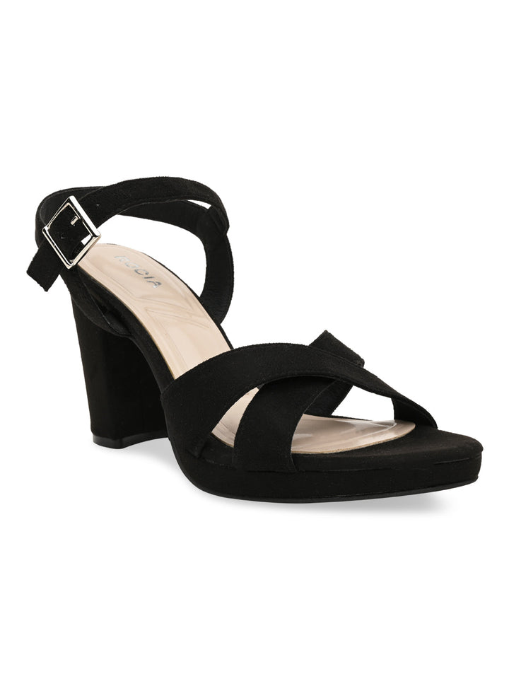 Rocia By Regal Black Women High Block Heel Sandals
