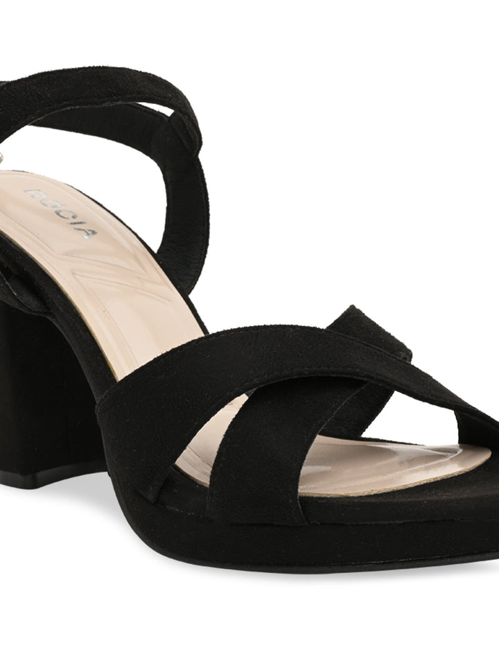 Rocia By Regal Black Women High Block Heel Sandals