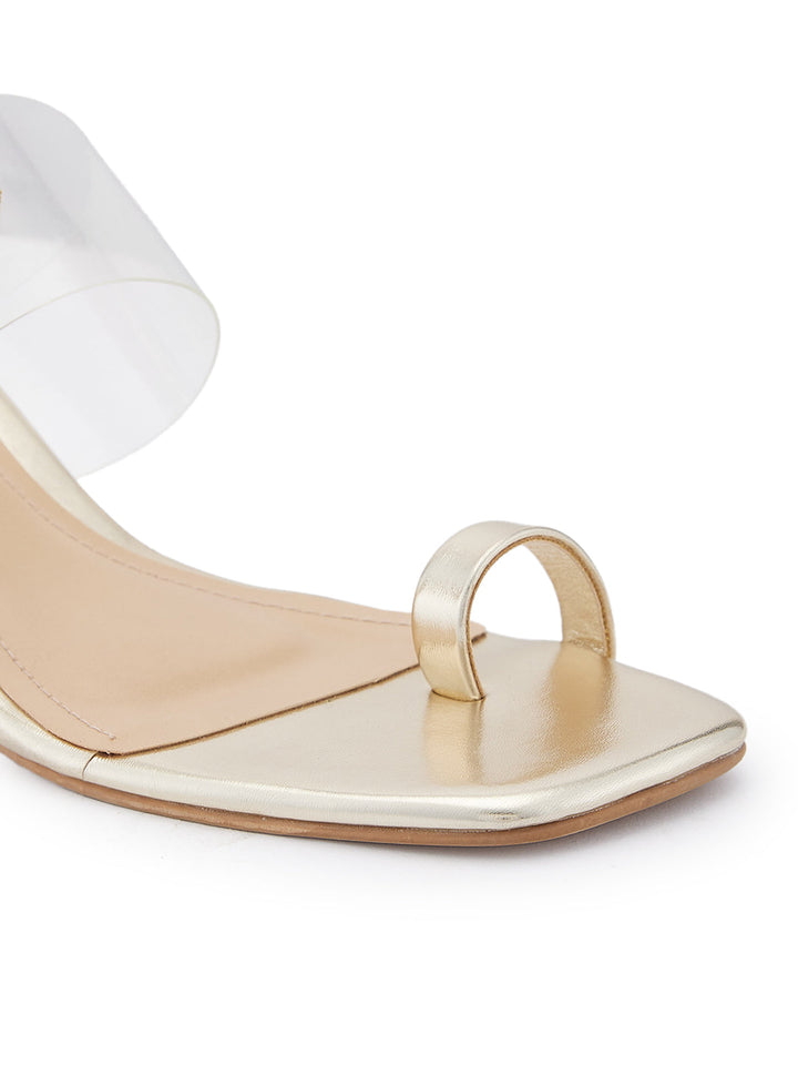 Rocia By Regal Gold Women Transparent Heel One Toe Vinyl Sandal