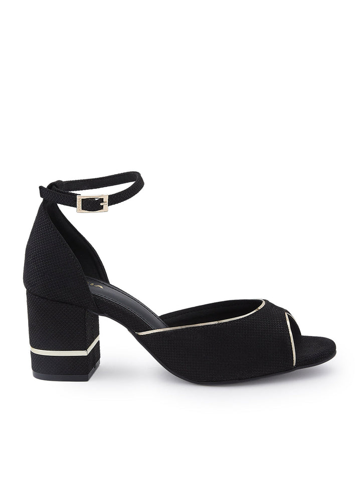 Rocia By Regal Black Women Peep Toe Counter Back Elegant Sandal