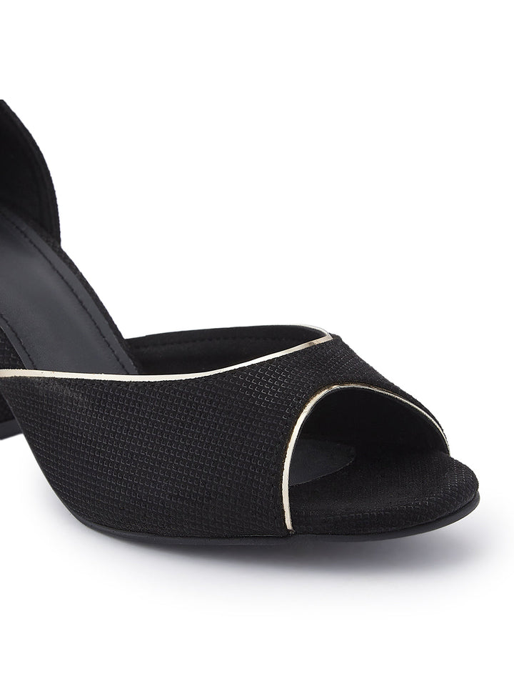 Rocia By Regal Black Women Peep Toe Counter Back Elegant Sandal