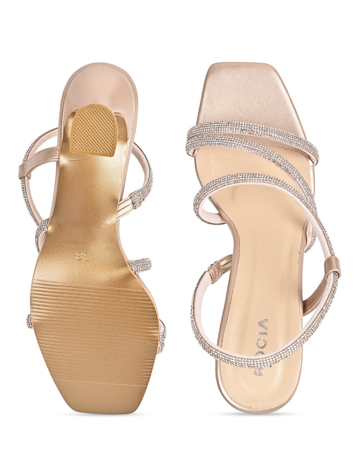 Rocia By Regal Rose Gold Women Diamond Embellished Stilettos