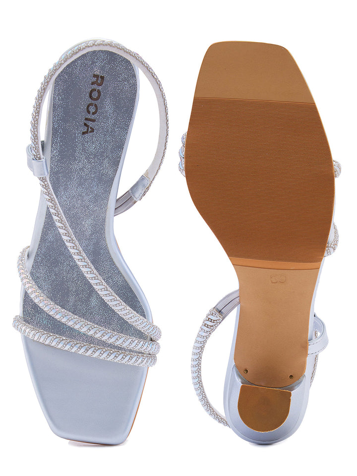 Rocia By Regal Silver Women Strappy Diamond Stilettos